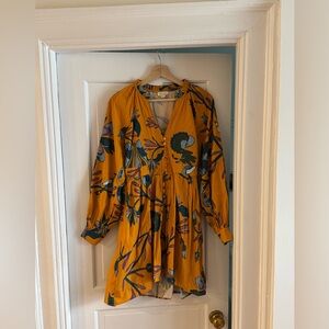 Anthropologie Yellow Floral Midi Dress
